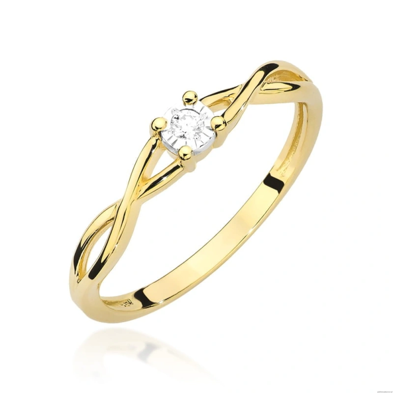 Pierścionek W0470 Diament 0,03ct Żółte złoto 375