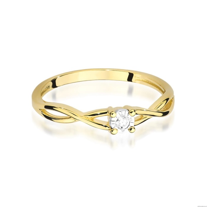 Pierścionek W0470 Diament 0,03ct Żółte złoto 375