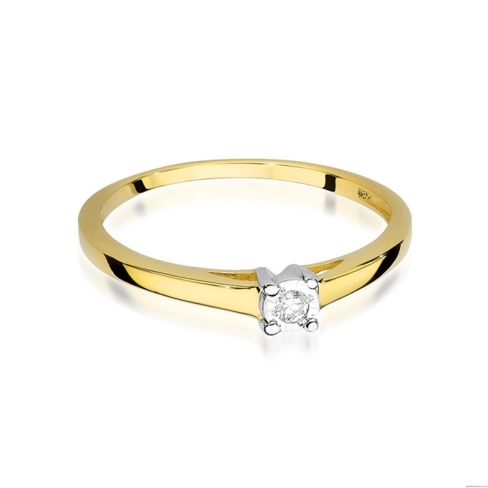 Pierścionek W0471 Diament 0,03ct Żółte złoto 375
