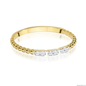 Pierścionek W0479 z diamentami Żółte złoto 375