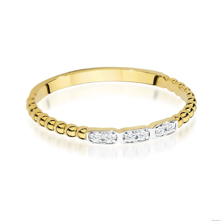 Pierścionek W0479 z diamentami Żółte złoto 375