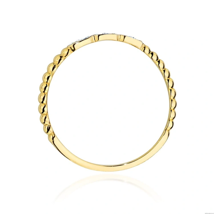 Pierścionek W0479 z diamentami Żółte złoto 375
