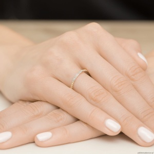 Pierścionek W0479 z diamentami Żółte złoto 375