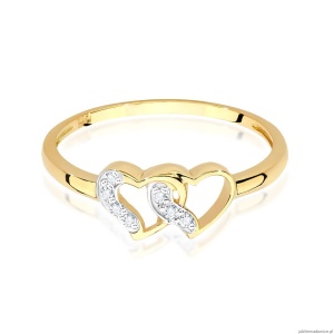 Pierścionek W0500 z diamentami Żółte złoto 375