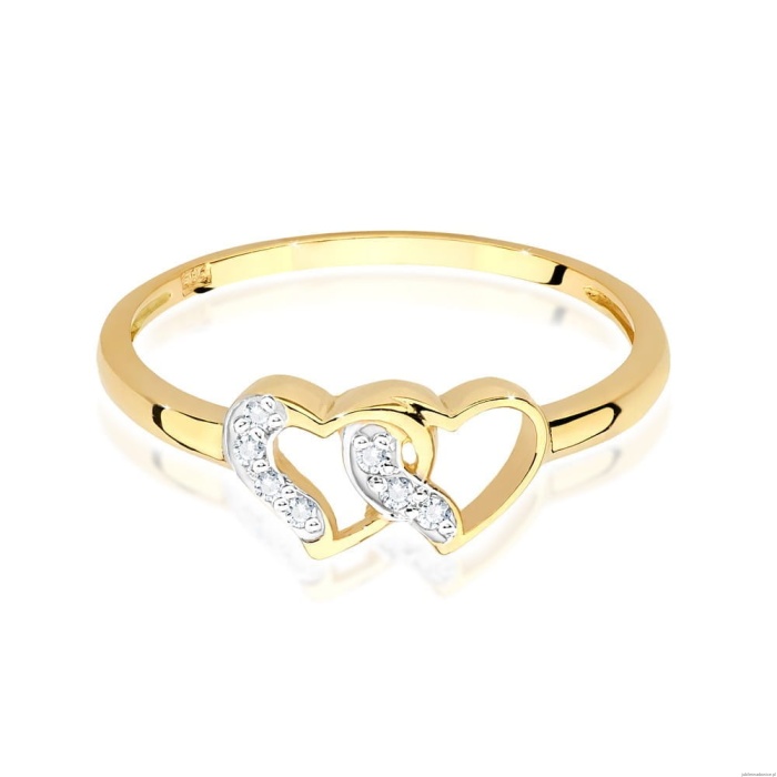 Pierścionek W0500 z diamentami Żółte złoto 375