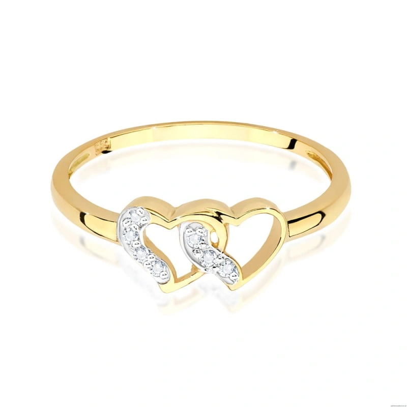 Pierścionek W0500 z diamentami Żółte złoto 375