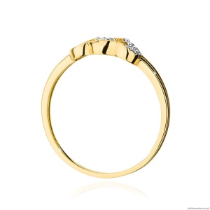 Pierścionek W0500 z diamentami Żółte złoto 375