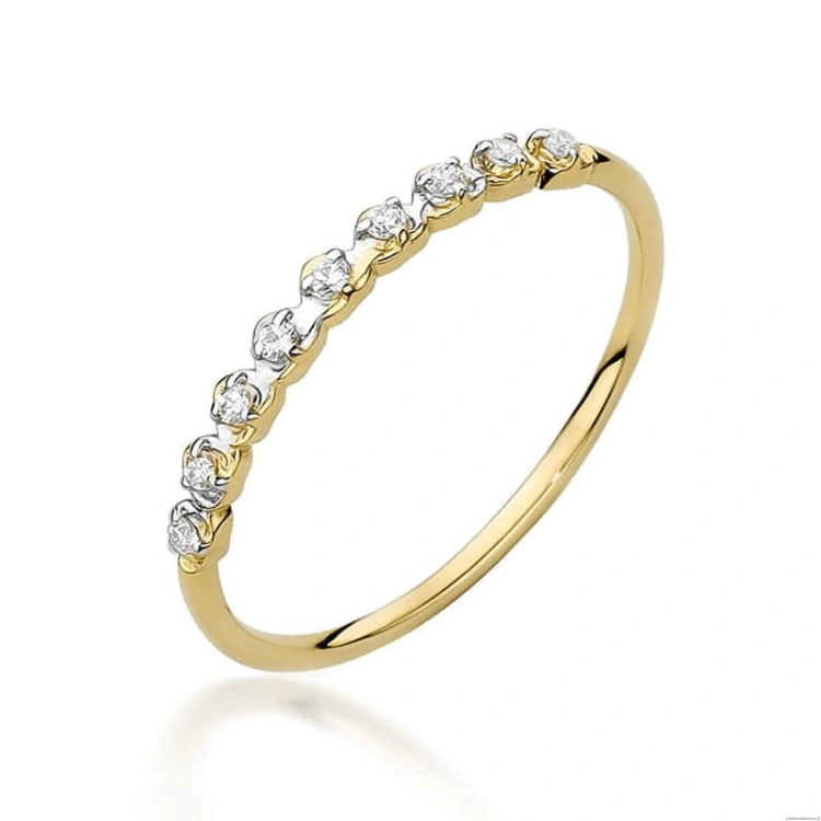 Pierścionek W0504 z diamentami Żółte złoto 375