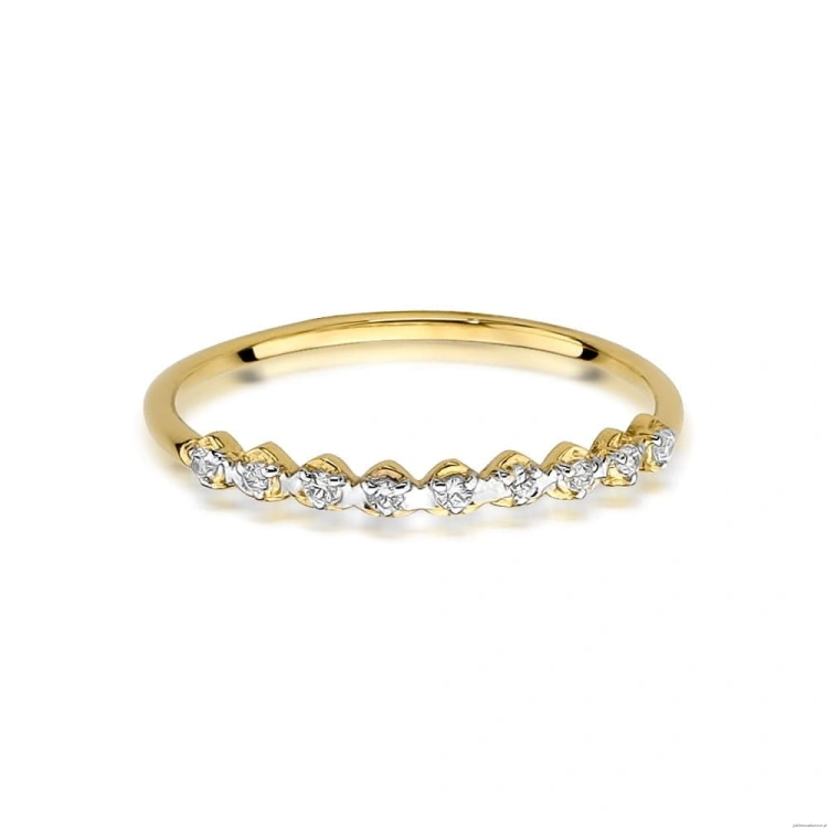 Pierścionek W0504 z diamentami Żółte złoto 375