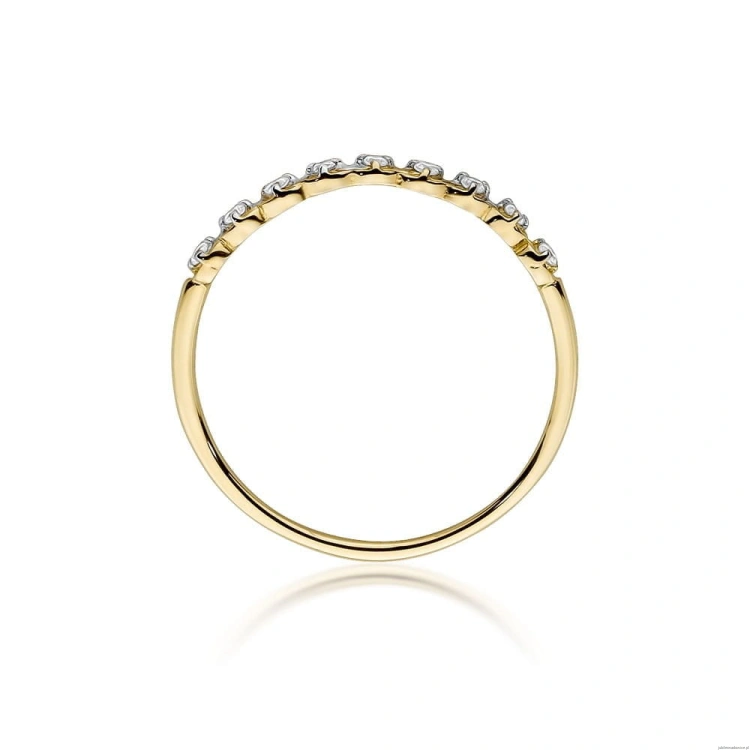 Pierścionek W0504 z diamentami Żółte złoto 375