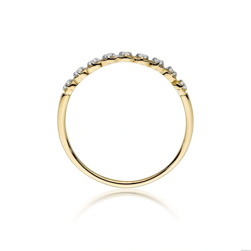 Pierścionek W0504 z diamentami Żółte złoto 375