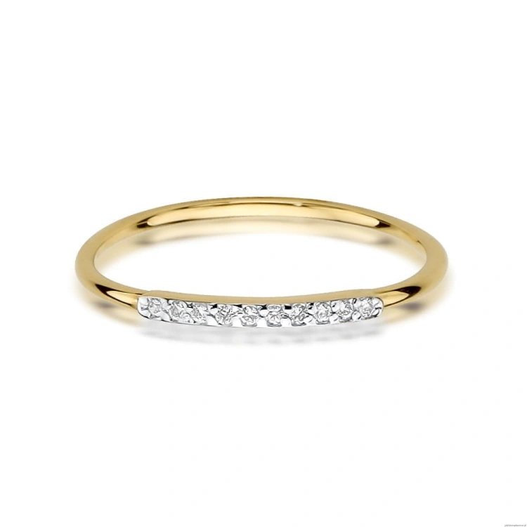 Pierścionek W0509 z diamentami Żółte złoto 375