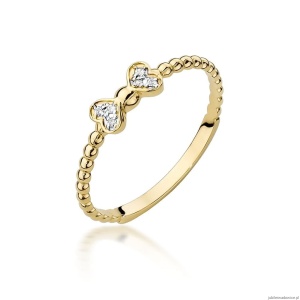 Pierścionek W0523 z diamentami Żółte złoto 375