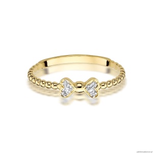 Pierścionek W0523 z diamentami Żółte złoto 375