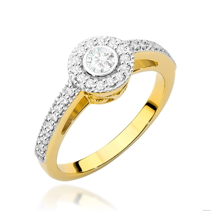 Pierścionek W0530 Diament 0,15ct Żółte złoto 375