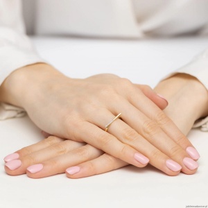 Pierścionek W0537 z diamentami Żółte złoto 375