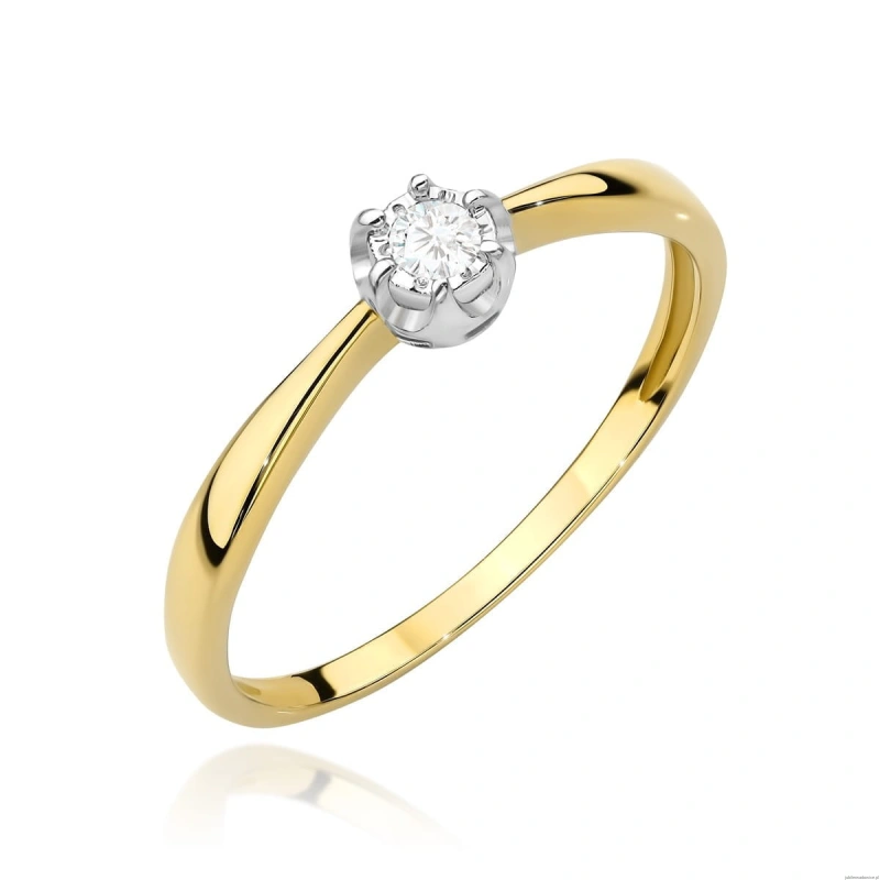 Pierścionek W0567 Diament 0,06ct Żółte złoto 375