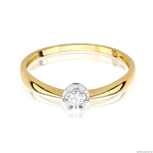 Pierścionek W0567 Diament 0,06ct Żółte złoto 375
