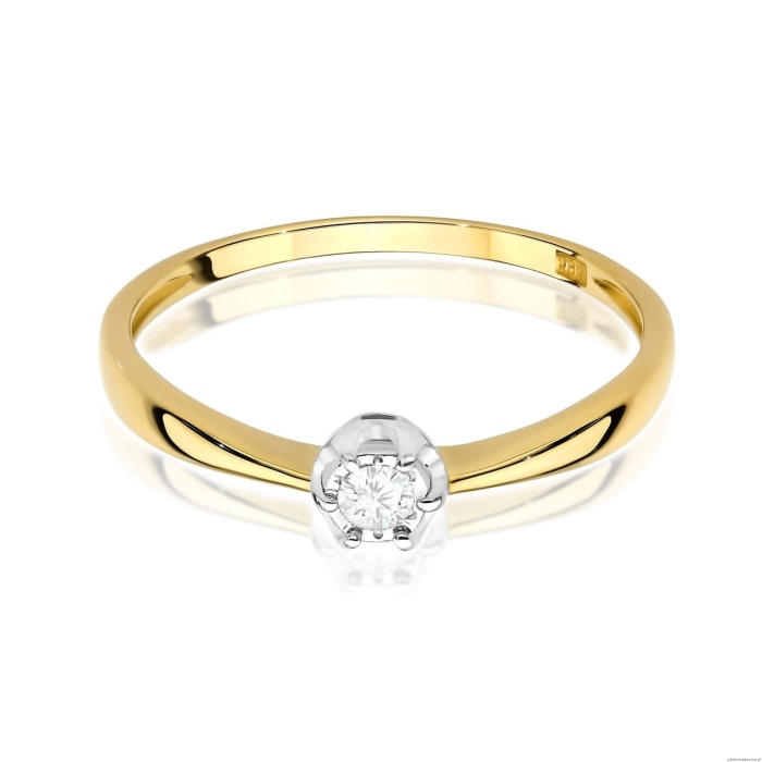 Pierścionek W0567 Diament 0,06ct Żółte złoto 375