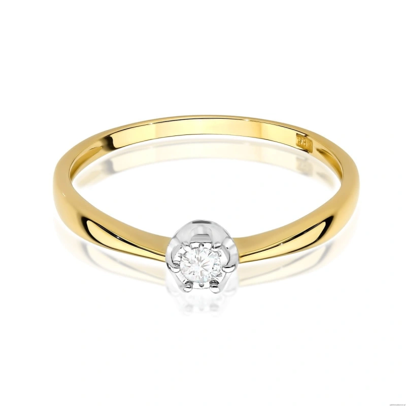Pierścionek W0567 Diament 0,06ct Żółte złoto 375