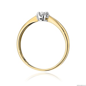 Pierścionek W0567 Diament 0,06ct Żółte złoto 375