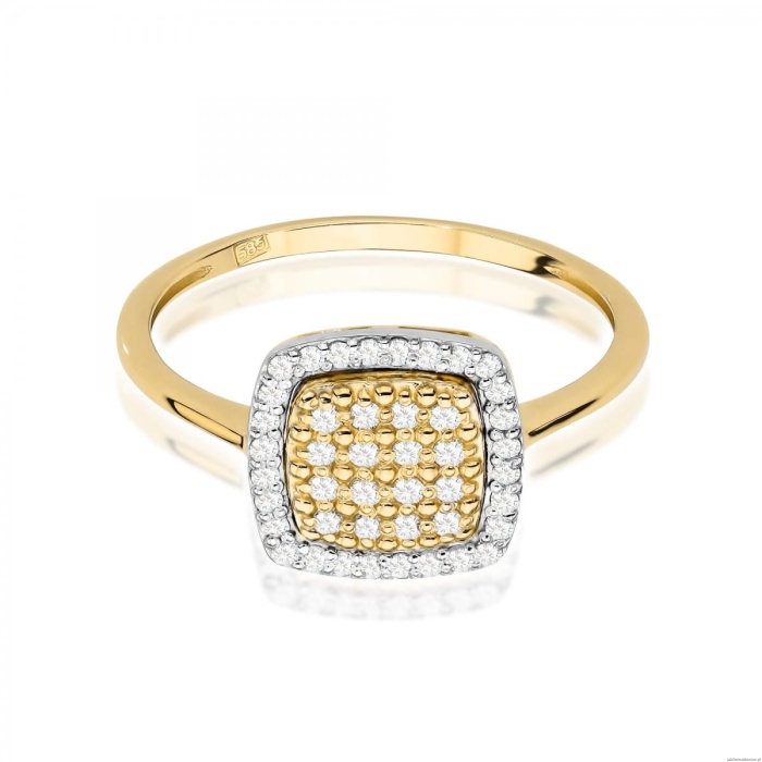 Pierścionek W0568 z diamentami Żółte złoto 375