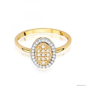 Pierścionek W0570 z diamentami Żółte złoto 375