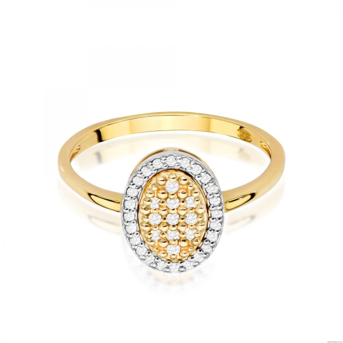 Pierścionek W0570 z diamentami Żółte złoto 375