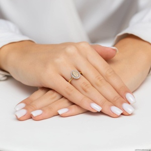 Pierścionek W0570 z diamentami Żółte złoto 375