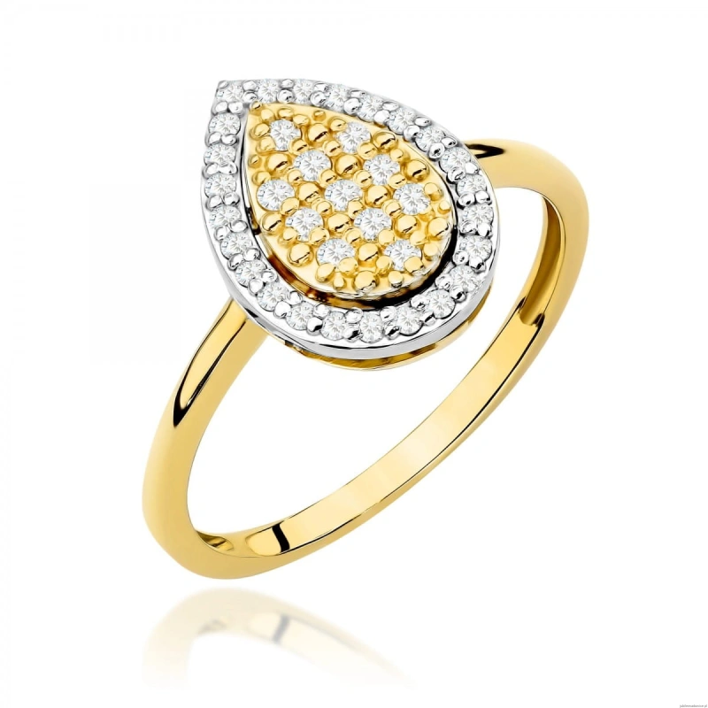 Pierścionek W0571 z diamentami Żółte złoto 375