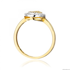 Pierścionek W0571 z diamentami Żółte złoto 375