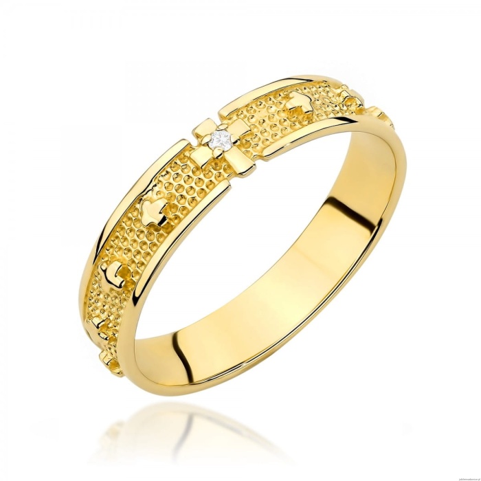 Pierścionek W0580 Diament 0,0086ct Żółte złoto 375