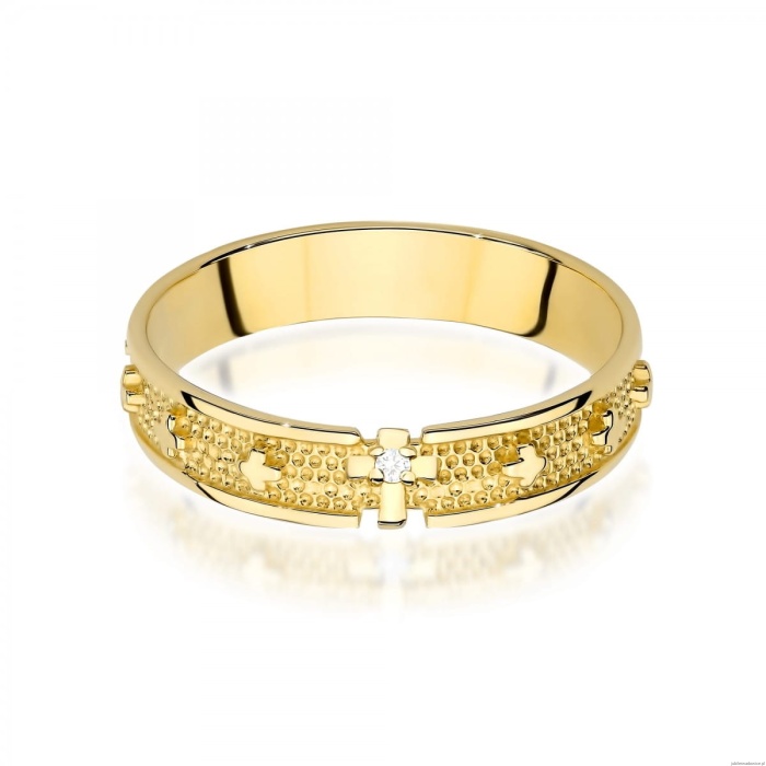 Pierścionek W0580 Diament 0,0086ct Żółte złoto 375