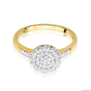 Pierścionek W0565 z diamentami Żółte złoto 375