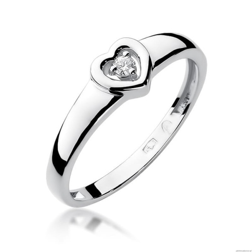 Pierścionek W0001 Diament 0,04ct Białe złoto 375