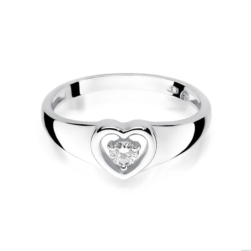 Pierścionek W0001 Diament 0,10ct Białe złoto 375