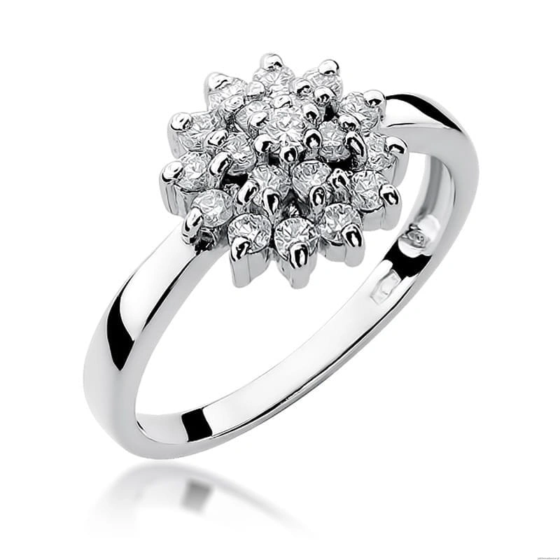 Pierścionek W0004 z diamentami Białe złoto 375