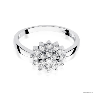 Pierścionek W0004 z diamentami Białe złoto 375