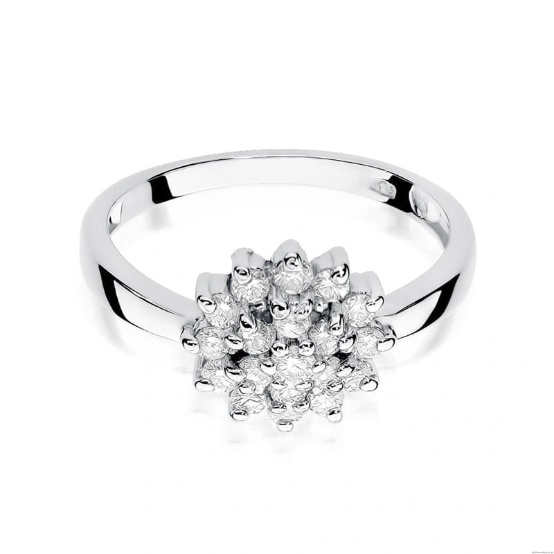 Pierścionek W0004 z diamentami Białe złoto 375