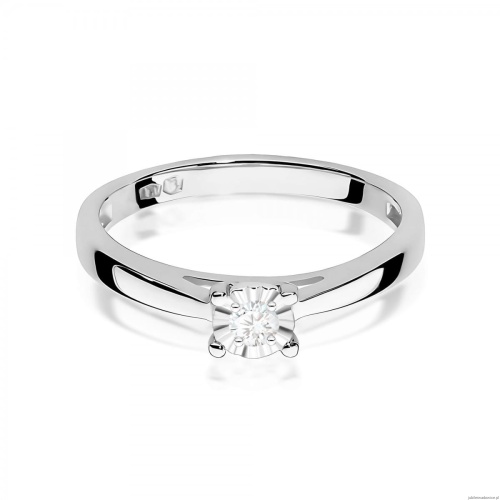 Pierścionek W0007 Diament 0,08ct Białe złoto 375