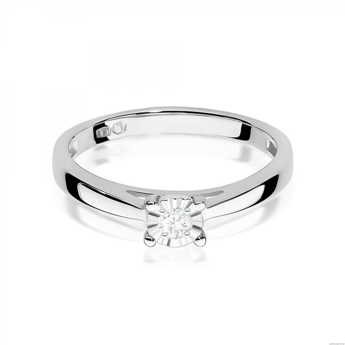 Pierścionek W0007 Diament 0,08ct Białe złoto 375