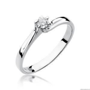 Pierścionek W0021 Diament 0,10ct Białe złoto 375
