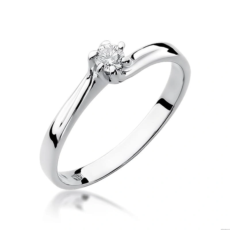 Pierścionek W0021 Diament 0,10ct Białe złoto 375