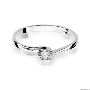 Pierścionek W0021 Diament 0,10ct Białe złoto 375