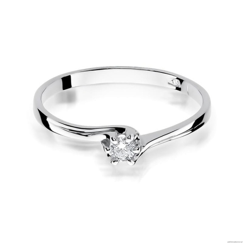 Pierścionek W0021 Diament 0,10ct Białe złoto 375