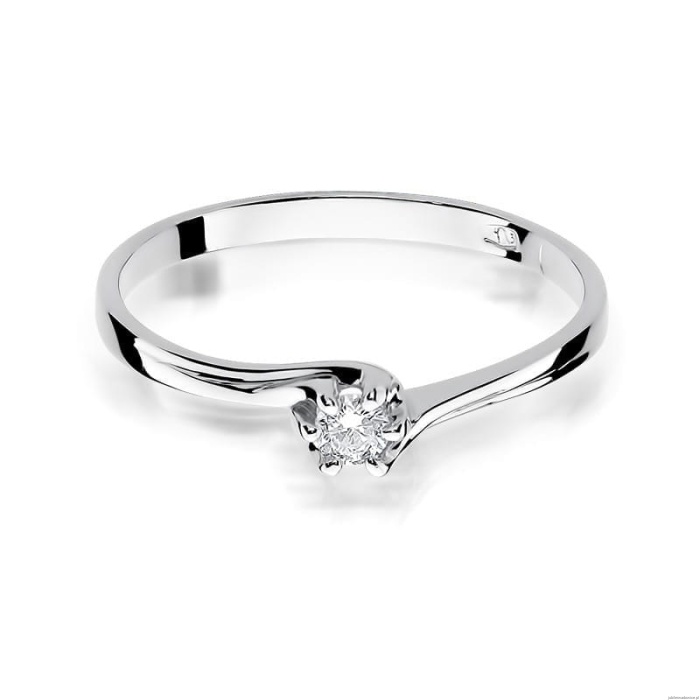 Pierścionek W0021 Diament 0,10ct Białe złoto 375
