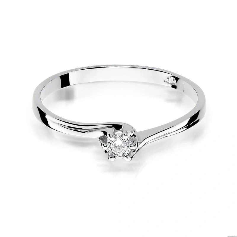 Pierścionek W0021 Diament 0,10ct Białe złoto 375