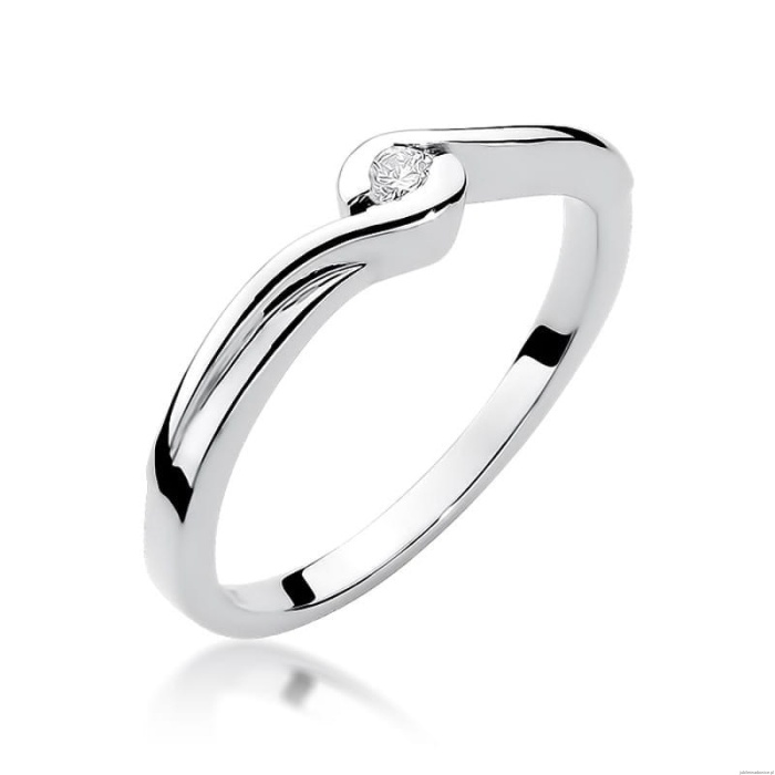 Pierścionek W0027 Diament 0,05ct Białe złoto 375