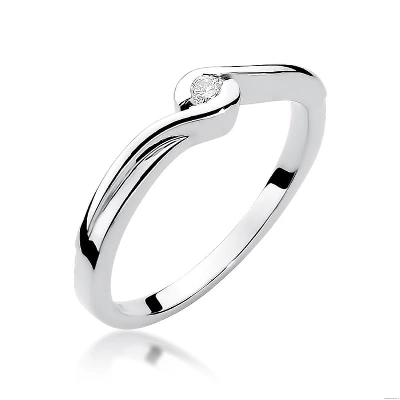 Pierścionek W0027 Diament 0,05ct Białe złoto 375