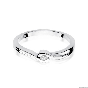 Pierścionek W0027 Diament 0,05ct Białe złoto 375